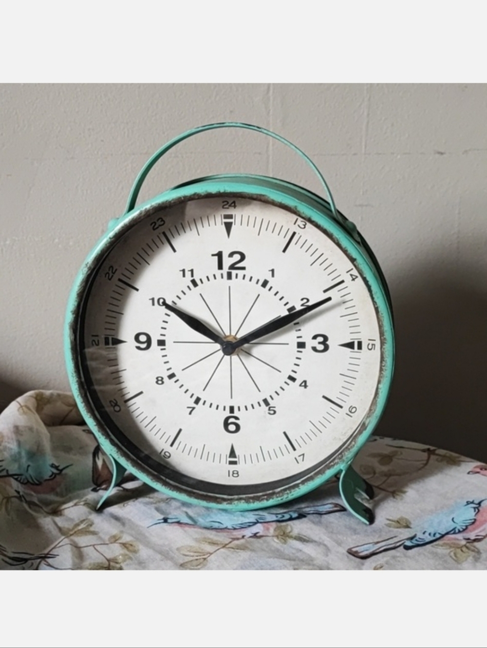 Large Clock Distressed Teal CBK March 2017 Metal Freestanding EUC Works